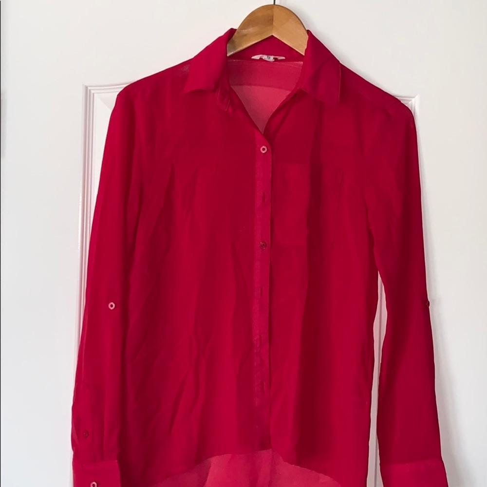 Aeropostale Sheer pink Button Down Blouse